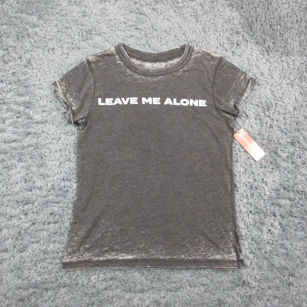 Recycled Karma Shirt Womens Small Black Leave Me Alone Burnout Short Sleeve NWT